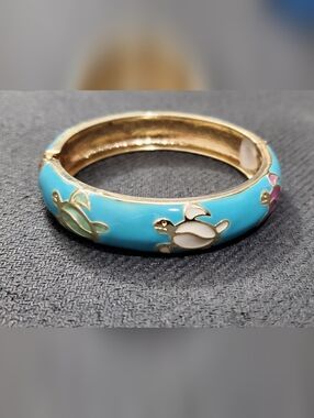 Vth. Enameled Cloisonné Turtles Bangle Bracelet